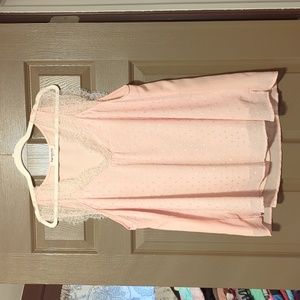 Pink lace tank top with gold polka dots 1X